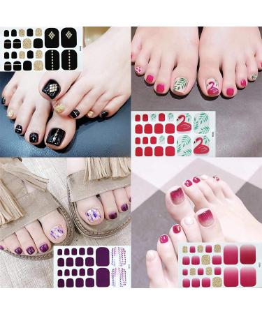 DANNEASY 20 Toe Nail Stickers Full Nail Wraps - Self Adhesive Toenail Polish Strips with File and Cuticle Stick Kit - Buy Online on GoSupps.com