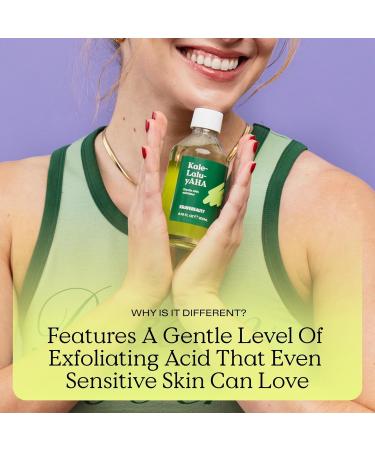 KraveBeauty Kale-Lalu-yAHA 5.25% AHA Exfoliator - Glycolic Acid & Hyaluronic Acid Unclogs Pores Hydrates Skin Vegan & Cruelty Free - 6.76 fl oz - Buy Online on GoSupps.com