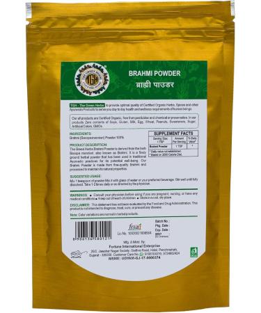 Buy Green Herbs Brahmi Leaf Powder 227g - Natural Chemical-Free Bacopa monnieri Herbal Powder for Wellness - Buy Online on GoSupps.com