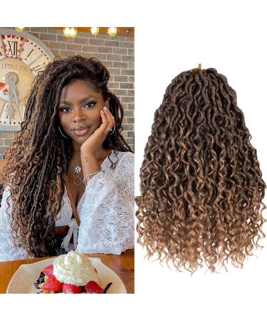 Beverlee 14 Inch 8 Pcak Boho Faux Locs Boho Goddess Locs Pre Looped Soft Hippie Locs Synthetic Bohemian Curly Crochet Locs Hair for Black Women T27 14 Inch (Pack of 8) T27