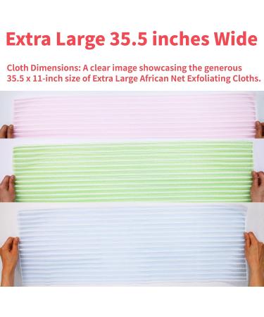 Exfoliating African Net Bath Wash Cloths - Pack of 3 - Korea Made - 3 Colors - Gentle Body Scrub Cloth for Effective Cleaning - Buy Online on GoSupps.com