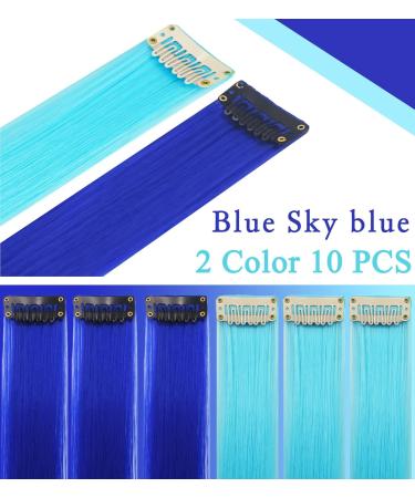 Bright Blue Clip-In Hair Extensions - Colorful Synthetic Wig Pieces for Women & Girls - Multicolored Party Highlights - Buy Online on GoSupps.com