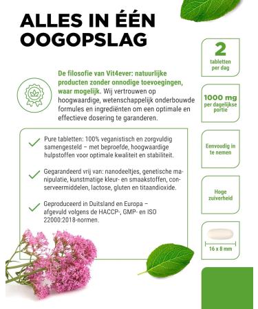 VitaminVersand24 DE Valerian 500 tablets 1000 mg per daily dose Valeriana officinalis real valerian root more than 8 months supply without unnecessary additives high dose vegan - Buy Online on GoSupps.com