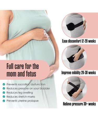 Maternity Belly Band Abdominal Binder Black | Elastic Waist Support for Prenatal Pregnancy | Pelvic Pain Relief & Back Brace | Breathable Tummy Bump Sling Belt - Large - Buy Online on GoSupps.com