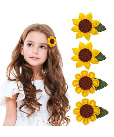 Whaline 4Pcs Sunflower Hair Alligator Clips Cute Hair Accessories Yellow Flower Hair Barrettes Hairpin Accessories for Toddlers Girls Spring Summer Wedding Birthday Decor  2 Designs