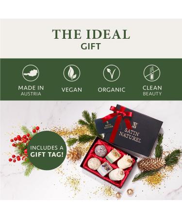 Christmas Gifts for Women: 6Pcs Bath Bombs Gift Box with Essential Oils & Shea Butter - Vegan Skincare by Satin Naturel - Buy Online on GoSupps.com