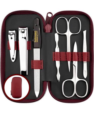 marQus Solingen Germany Manicure Sets for Women & Men 7 Pcs Set - Quality Grooming Kit Nail Clippers & Toenail Clippers tweezers Nail Kit - Fabulous Gift for all Occasions 2. Red