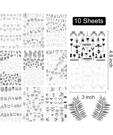 Andiker 10 Sheets Flowers Nail Art Stickers Self-Adhesive DIY Nail Stickers - Buy Online on GoSupps.com