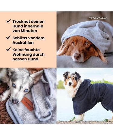 True Tierliebe Dogenbadel Washable Dog Towel - Quick-Dry Fur & Cozy Cold Protection for All Dog Sizes - Dark Gray Bathrobe - Buy Online on GoSupps.com