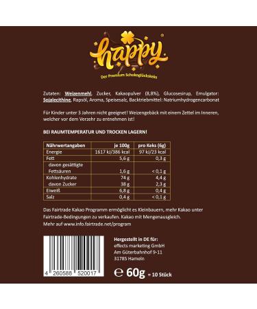 Happy Chocolate Vegan Cookies - 30 Pack with Inspiring Messages | 6g Each | International Shipping Available - Buy Online on GoSupps.com
