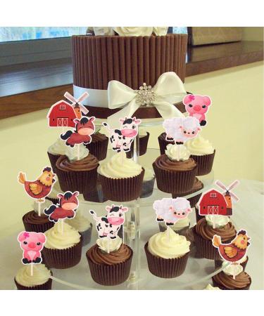 24 Farm Animal Cupcake Toppers - Barn Theme Birthday & Baby Shower Decorations - Buy Online on GoSupps.com