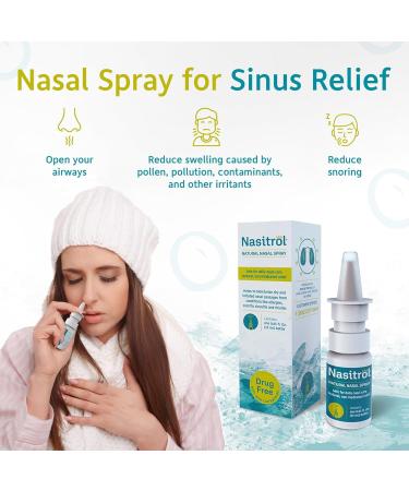 Nasitrol Natural Nasal Spray - All-Natural Saline Mist for Congestion and Daily Nose Care - Nasal Spray Essential for Cold and Flu Season - Instant Relief for Adults and Childrens - 25 mL Bottle - Buy Online on GoSupps.com