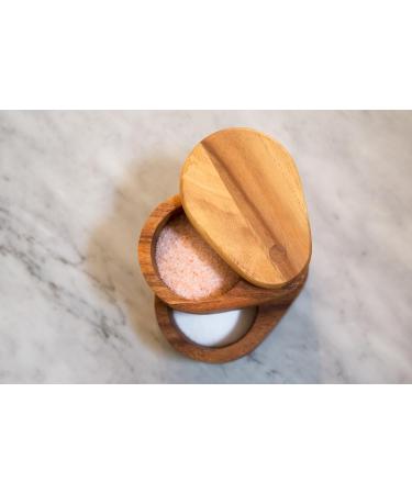 Ironwood Gourmet Double Layer Swivel Salt Cellar Box Acacia Wood Double Swivel Salt Cellar - Buy Online on GoSupps.com
