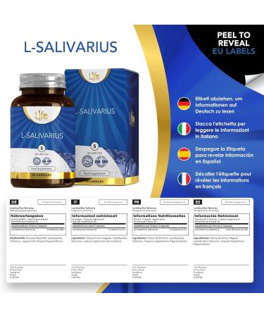LN Lactobacillus Salivarius Probiotic Capsules | 90 Capsules, 5 Billion CFU per Capsule | Non-GMO & Allergen Free | Made in UK - Buy Online on GoSupps.com