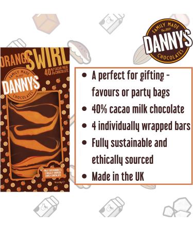 Danny's Chocolates Orange Swirl - 3 x 80g Multipack Chocolate Bars - Pack of 1 - Buy Online on GoSupps.com