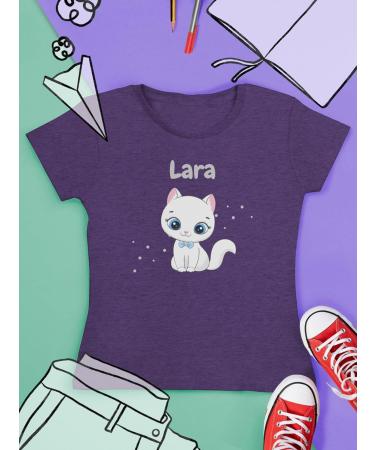 Personalized Cat T-Shirt for Girls - Cute Cat Motif - Shirtracer Gift - Purple Mottled - Buy Online on GoSupps.com