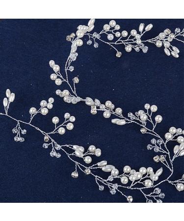 50 cm Pearl Crystal Hair Jewelry Crown - Wedding & Party Garland for Bridesmaids | Elegant Hair Band Accessory - Buy Online on GoSupps.com