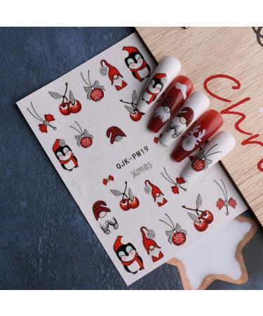 JMEOWIO 10 Sheets Glitter Christmas Nail Art Stickers Decals Self-Adhesive Snowflake Winter Holiday Cute Red Nail Supplies Nail Art Design Decoration Accessories - Buy Online on GoSupps.com