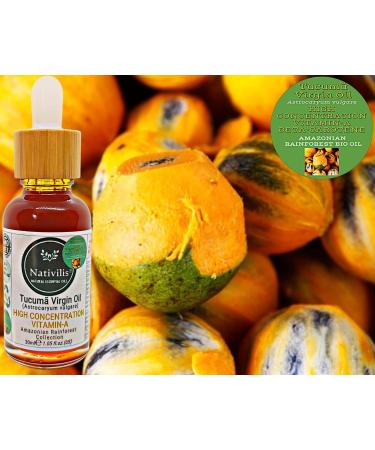 Nativilis TUCUMA VIRGIN OIL (Astrocaryum vulgare) Amazonian Rainforest HIGH CONCENTRATION VITAMIN-A BETA-CAROTENE - SKIN Hair Care - nourishing moisturizing antioxidant anti-inflammatory - Copaiba - Buy Online on GoSupps.com
