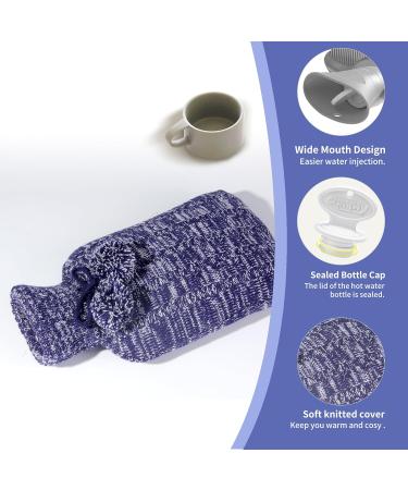 2L Samply Hot Water Bottle with Knitted Cover for Hot/Cold Therapy - Blue - Buy Online on GoSupps.com