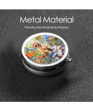 Smiling Chow Chow Puppy Printed Pill Box | Portable Travel Pill Case for Purse | 2.2x1.6in | Perfect Gift for Dog Lovers - Buy Online on GoSupps.com