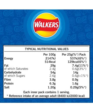 Walkers Cheese and Onion Vegetarian Multipack Crisps Ideal for Lunch and Snacking 12x25 g (Pack of 2) 25 g (Pack of 24) - Buy Online on GoSupps.com