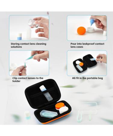 Portable Contact Lens Travel Bag - Case Tweezers Solution Bottle - Ideal for Daily Outdoor Use (Orange - Buy Online on GoSupps.com
