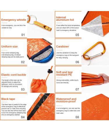 Emergency Sleeping Bag - Waterproof Survival Bivouac Sack | Thermal Blanket & Rescue Tent | Ultimate Cold Protection Gear (Orange) - Buy Online on GoSupps.com
