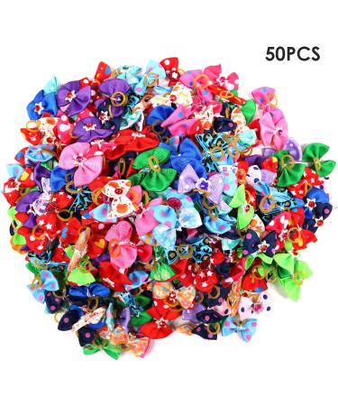 Camidy 50pcs Dog Bows | Cute Puppy Hair Bows with Rubber Bands for Grooming | Small Dog Accessories - Buy Online on GoSupps.com