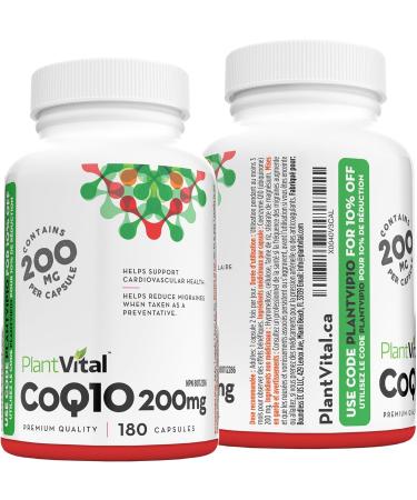 PlantVital's Coenzyme Q10 400mg (2 capsule per day) - CoQ10 Supplement - Support Cardiovascular Health with High-Potency coq10 Formula - Helps Reduce Migraine Frequency - 3 Months Supply - 180 Capsules 180 count (Pack of 1) - Buy Online on GoSupps.com