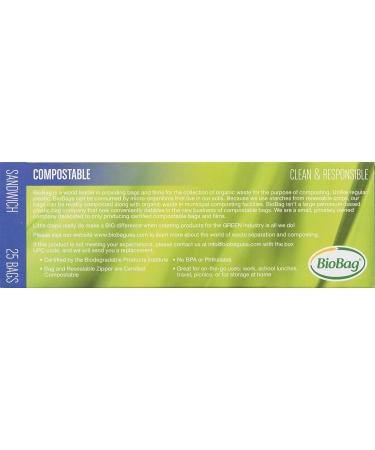 BioBag Compostable Resealable Sandwich Bags - 100% Certified, 25 Count for Eco-Friendly Lunches and Snacks - Buy Online on GoSupps.com