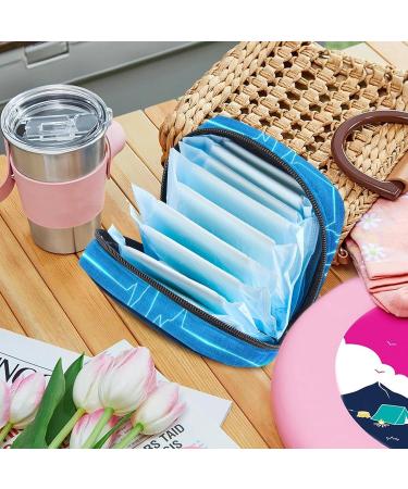 MUOOUM Portable Sanitary Napkin Storage Bag | Blue Cardiogram Print | Menstrual Cup Pouch for Women | Multi-colored 1 - Buy Online on GoSupps.com