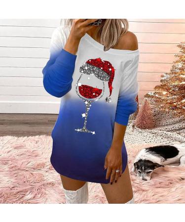 Shop Women's Long-Sleeved Christmas Shirt Dress | Off-Shoulder Autumn Tunic | Funny Reindeer Print | Perfect Party & Holiday Outfit - Buy Online on GoSupps.com