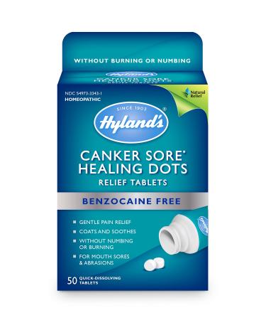 Canker Sore Relief Treatment by Hyland's, Quick Dissolving, Fast Natural Pain Relief of Mouth Ulcers and Oral Irritation, Healing Dots Tablets, 50 Count Adult