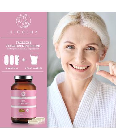 Qidosha Bio Shatavari Capsules 1500 mg - Organic Vegan 180 pcs | Laboratory Tested High Dose Shatavari Powder in Glass Bottles - Buy Online on GoSupps.com