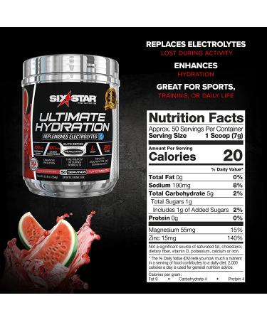 Six Star Electrolyte Powder | Ultimate Hydration & Recovery Drink | Watermelon Flavor (50 Servings) - Buy Online on GoSupps.com