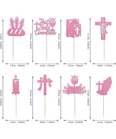 24 Pack First Holy Communion Cupcake Toppers with Glitter Cross Bible Angel God Bless Cupcake Picks First Communion Baptism Religion Theme Birthday Party Cake Decorations Supplies Pink 4-pink-new - Buy Online on GoSupps.com