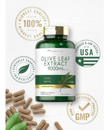 Carlyle Olive Leaf Extract Capsules 9000mg | Non-GMO Gluten Free High Potency | 100 Count | International Shipping Available - Buy Online on GoSupps.com