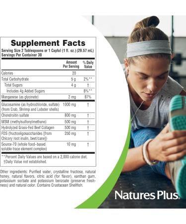 Natures Plus Ultra Rx-Joint Liquid Honey Lemon - 30 fl oz - Supports Healthy Joint Function - with Glucosamine Chondroitin & MSM - Gluten Free - 30 Servings 30 Fl Oz (Pack of 1) - Buy Online on GoSupps.com