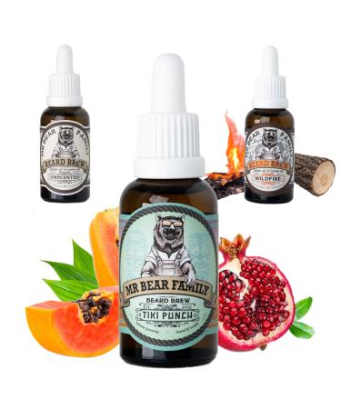 Bear family beard oil men - Tiki Punch - maintains and supports beard growth - nutritious beard care oil with jojoba and argan oil - beard oil man - Moisturizer Beard Oil for men 30ml tiki punch 30ml