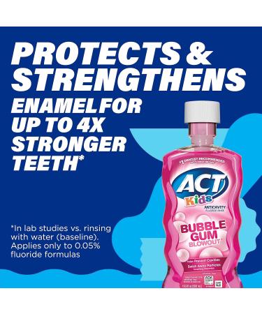 ACT Kids Anticavity Fluoride Mouthwash, Sugar & Alcohol Free Mouth Rinse Strengthens Teeth, Bubble Gum Blowout, 16.9 fl. oz. (Pack of 2) - Buy Online on GoSupps.com