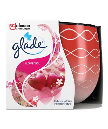 Glade scented candle with decorative foil I Love You fragrance enriched with essential oils pack of 6 (6 x 120 g)