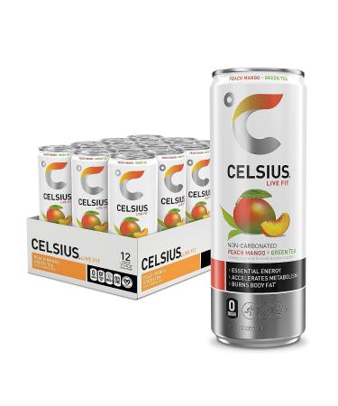 CELSIUS Peach Mango Green Tea, Functional Essential Energy Drink 12 Fl Oz (Pack of 12) Peach Mango Green Tea 12 Fl Oz (Pack of 12)