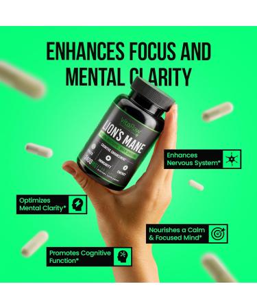 VitaRaw Lions Mane Mushroom Capsules + Zinc Quercetin with Bromelain Supplement - Buy Online on GoSupps.com