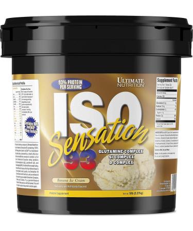Ultimate Nutrition Iso Sensation 93 - Low Carb Whey Protein Isolate Powder | 30g Protein Glutamine Keto Friendly Banana Ice Cream 5 lbs - Buy Online on GoSupps.com