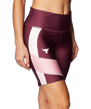 Under Armour Project Rock Women's High Rise Compression Shorts - Maroon/Pink (Size L) - Buy Online on GoSupps.com