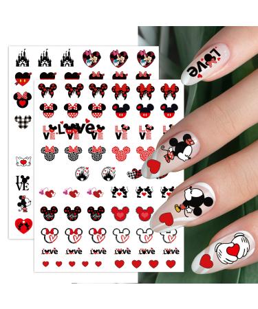 8Pcs Mouse Nail Stickers Decals  3D Self Adhesive Mouse Love XOXO Heart Cute Cartoon Nail Art Stickers DIY Nail Stickers Valentine s Day Gifts Birthday Wedding Party Supplies for Women Girls Kids Valentines