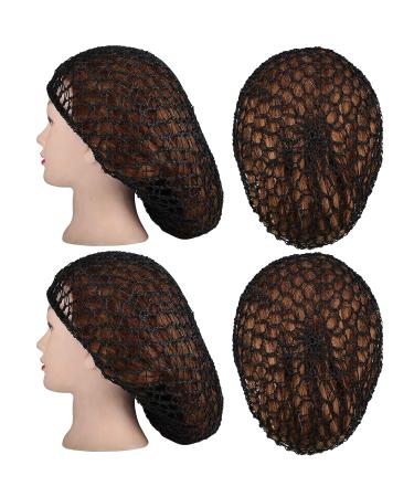 3-Piece Black Mesh Hair Net Set - Rayon Crochet Hair Nets, Knit Snood Hat, Crocheted Sleep Cap - Buy Online on GoSupps.com
