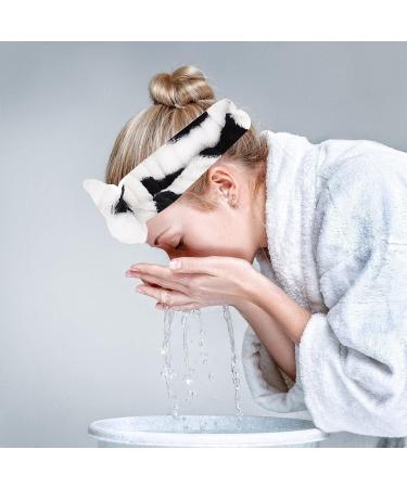 Cow Print Spa Bow Headband for Women - High Elasticity Coral Fleece Skincare Headband - Buy Online on GoSupps.com