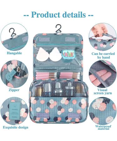 Waterproof Hanging Toiletry Bag | Portable Makeup Pouch with Handle and Hook - Blue | Travel Organizer for Women and Girls - Buy Online on GoSupps.com